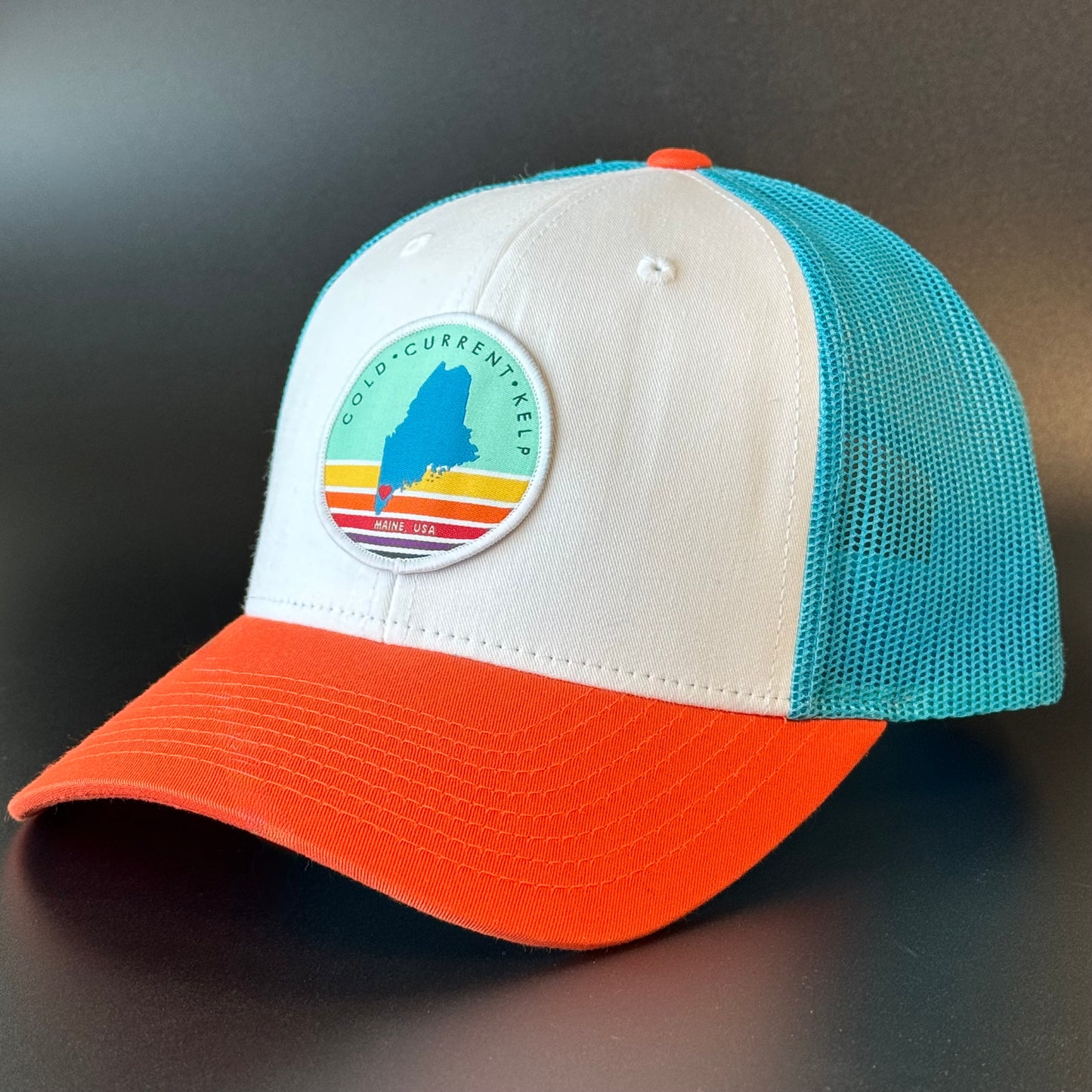 Maine Trucker Hat - Colorful Embroidered Logo Patch
