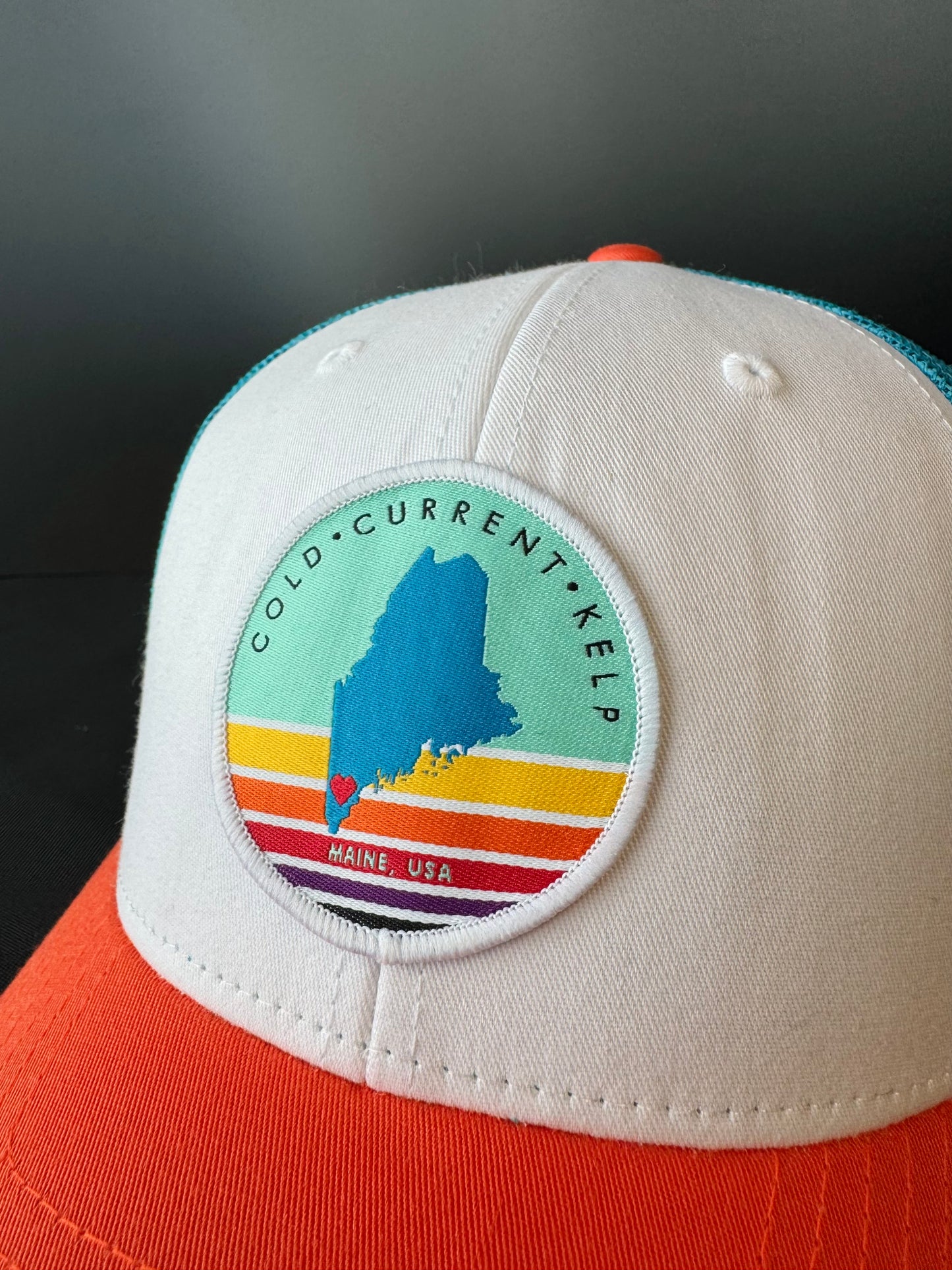 Maine Trucker Hat - Colorful Embroidered Logo Patch